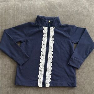 LILLY PULITZER Girls Zipup Sweater Lace trim M (6/7)